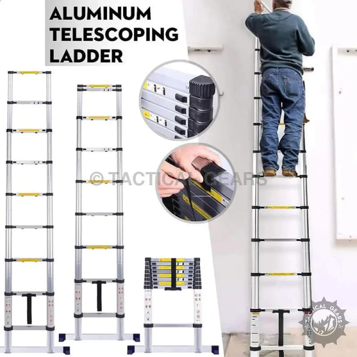 High quality Portable Aluminum Telescopic Ladder with adjustable height and compact storage