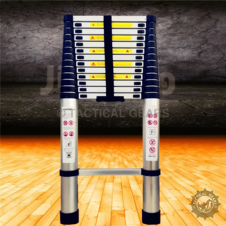 High quality silver and blue Portable Aluminum Telescopic Ladder for versatile use