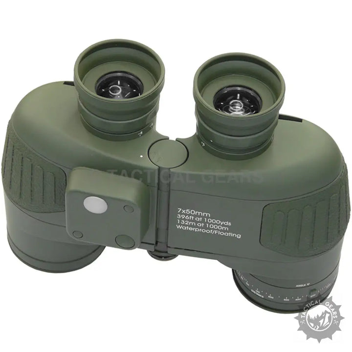 High quality military green 7x50mm waterproof floating binoculars with compass for outdoor use