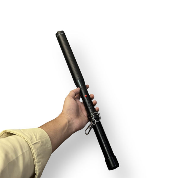 Black high-voltage pulse baton with keychain, lot imported self-defense tool