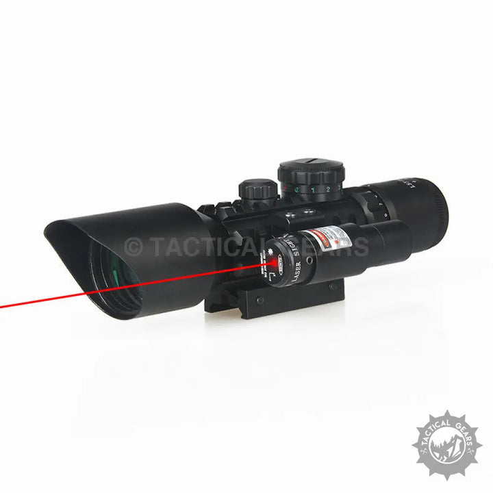 Reticle Rifle Scope with Rail Mount and Laser Sight LS3-10X42E for precise targeting