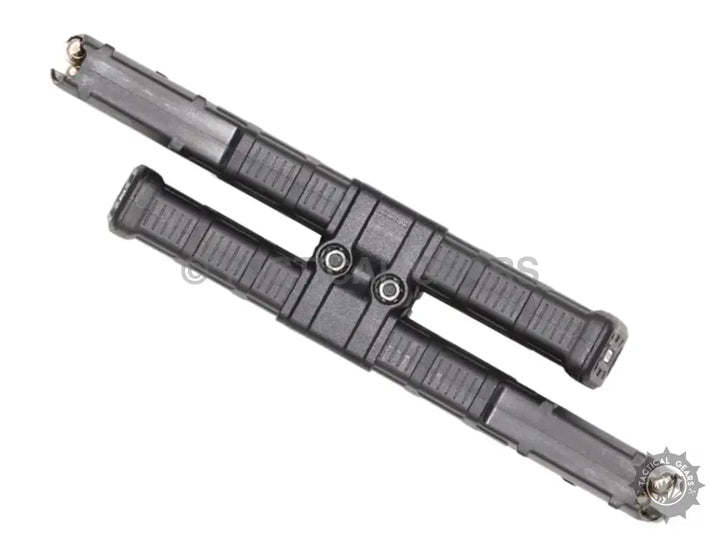 Black polymer impact resistant double baton holder with open-top compartments for M4 Rifle Magazine Coupler