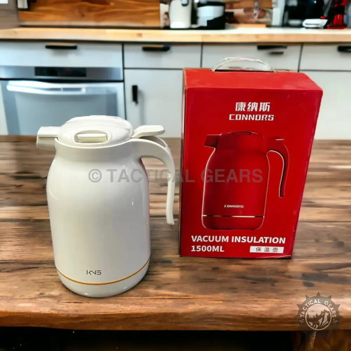 White and red glass vacuum thermos, imported 1500ml insulated vacuum thermos