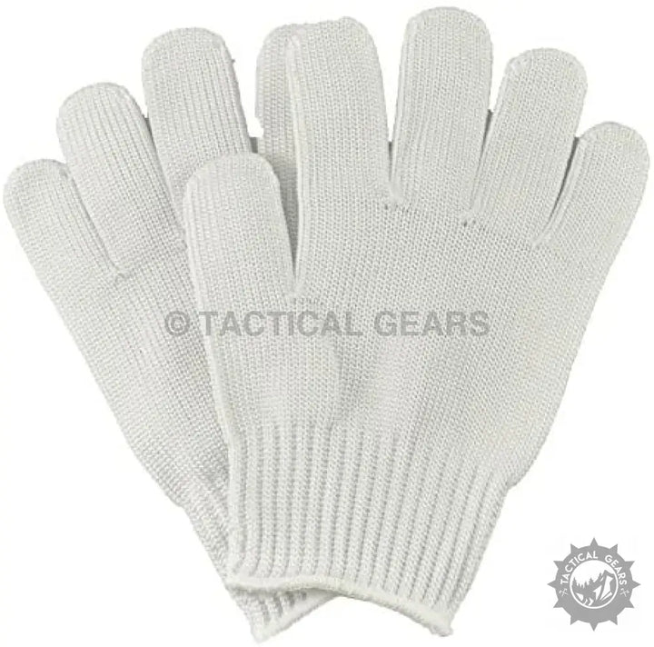 Pair of white knitted anti-cut anti-slip gloves for safety and grip protection
