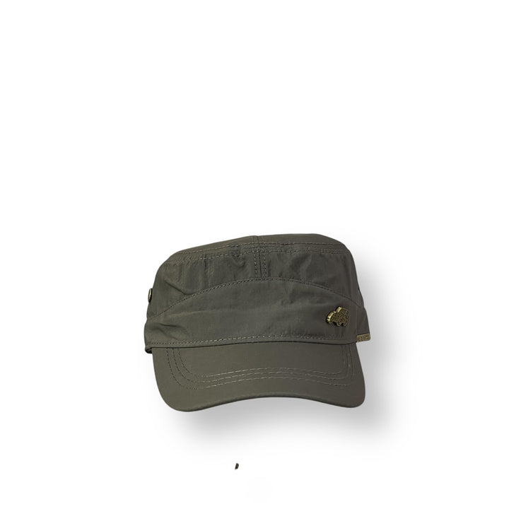 Olive green military-style cadet cap with short brim from Lot Imported Jeep collection