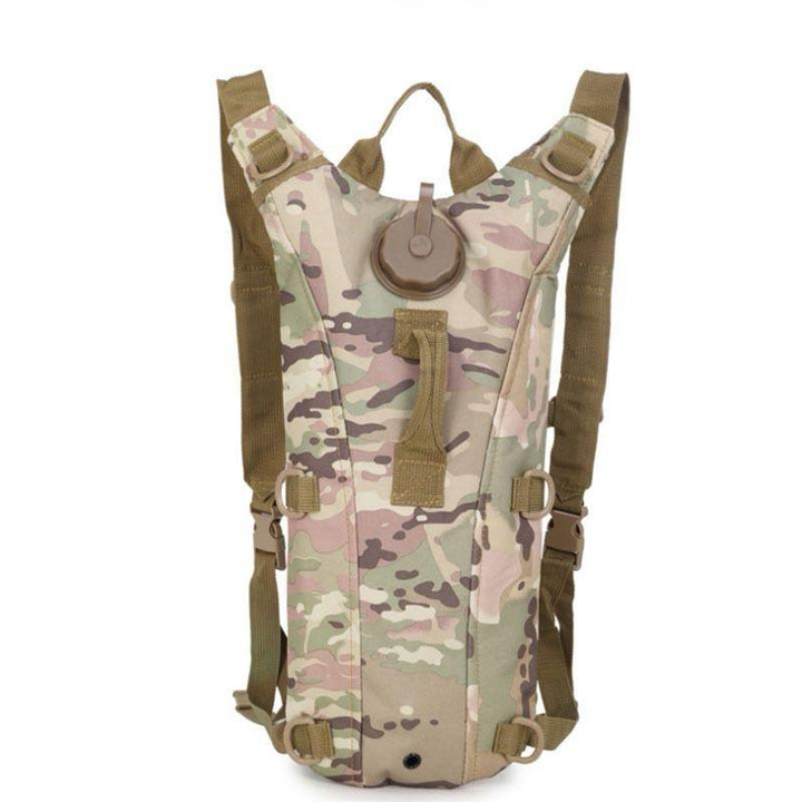 Camouflage hydration pack with shoulder strap and top-fill cap for KMS Water Camel Pack