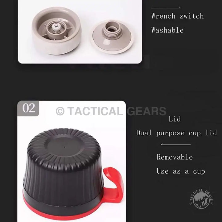 Travel accessories insulated coffee thermos with wrench switch and removable dual-purpose lid
