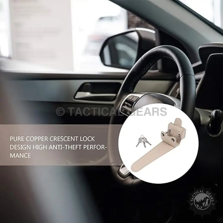 Beige Leather Anti Theft Universal Car Lock with Two Keys for Theft Prevention