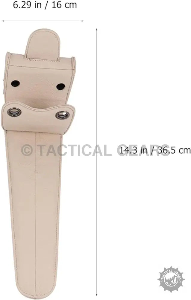Cream-colored leather sheath with snap closures and grommets for universal car lock security