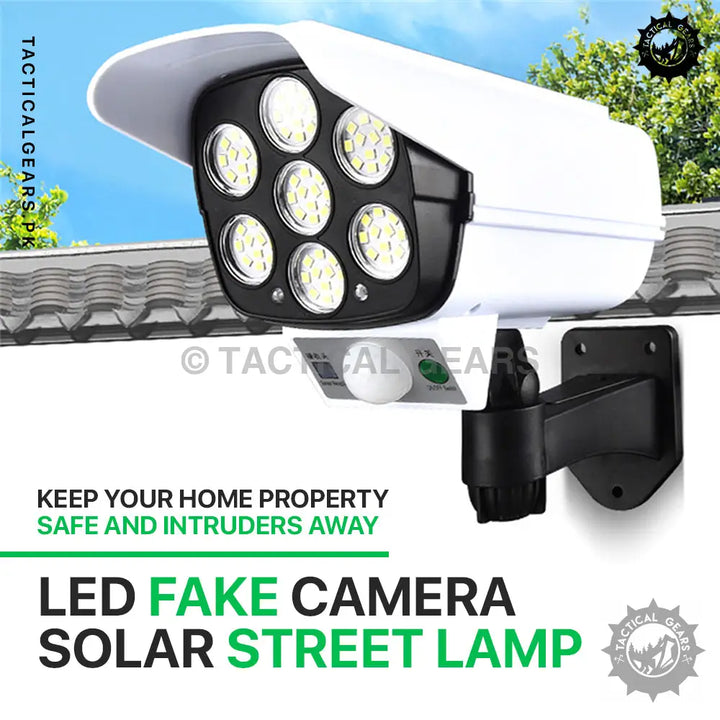 White LED fake camera solar street lamp with motion sensor and solar panel for outdoor lighting