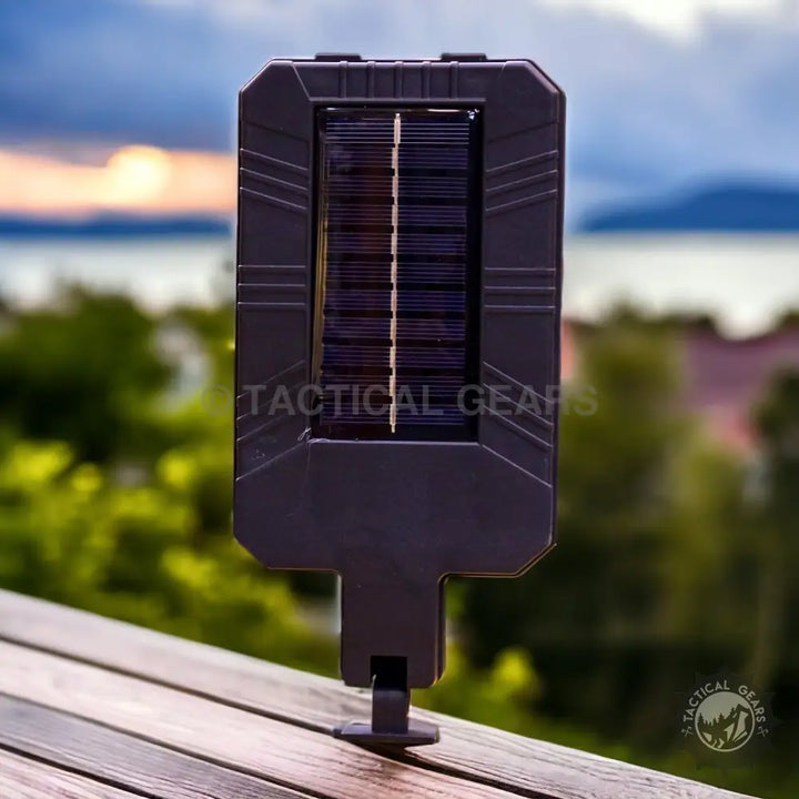Compact solar-powered security camera on Solar Sensor Street Lamp V95, a sensor street lamp