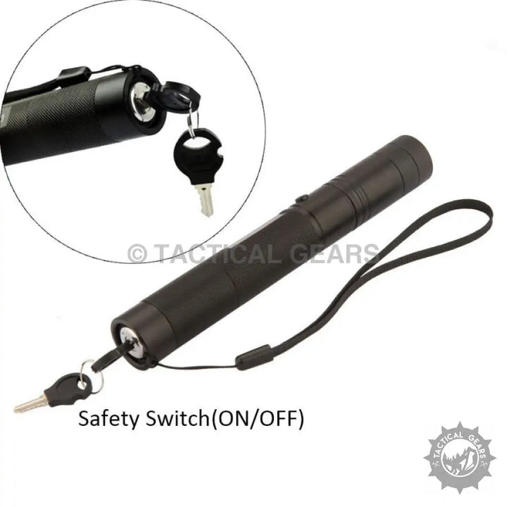 Rechargeable powerful green laser pointer with safety switch and wrist strap for long-range use