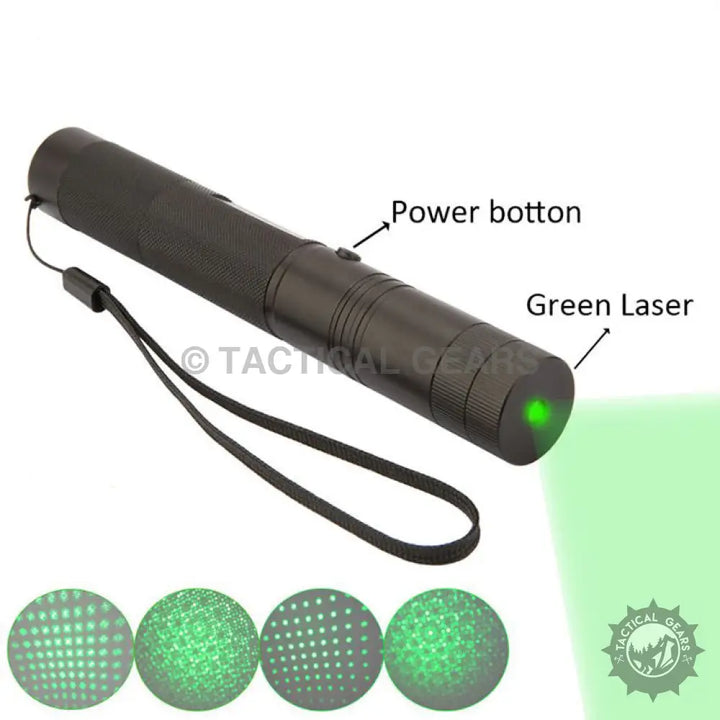 Rechargeable Powerful Green Laser Pointer with multiple projection patterns and wrist strap