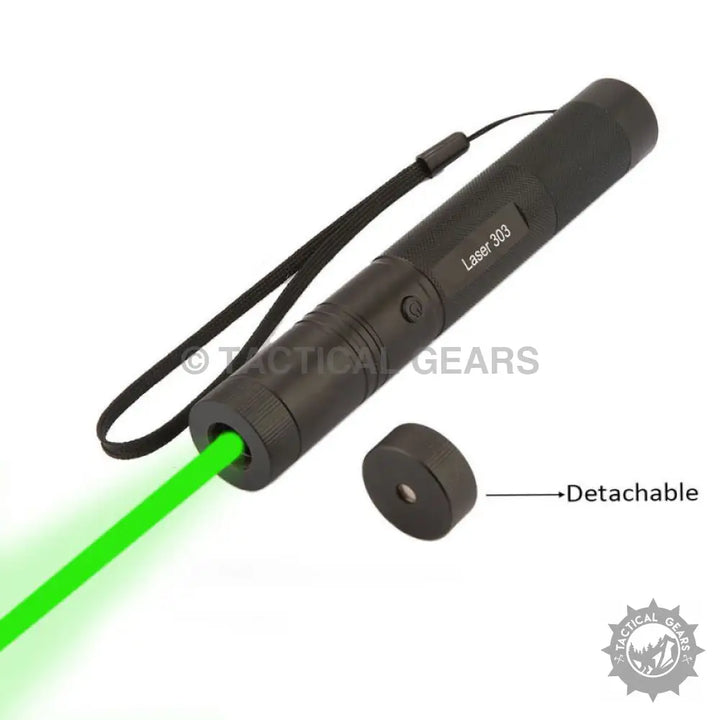 Rechargeable powerful green laser pointer with detachable cap and over 4 KM range