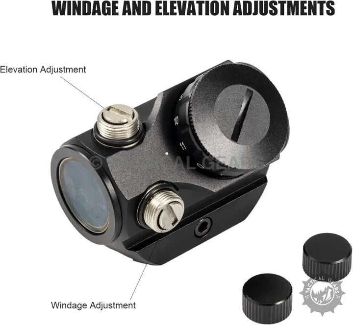 Black rifle scope with windage and elevation adjustments for M1K Tactical Red Dot Sight
