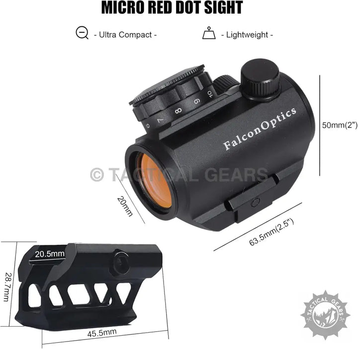 M1K Tactical Red Dot Sight with Black Micro Red Dot and Picatinny Rail Mount