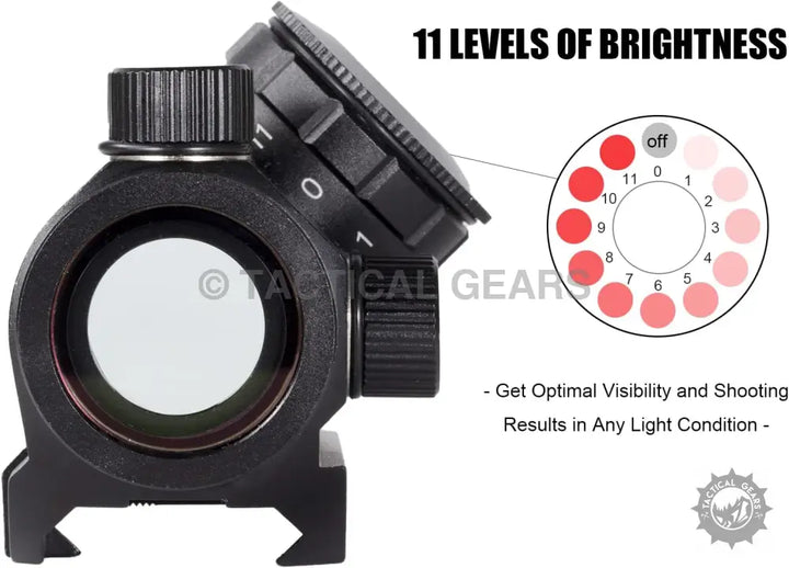 M1K Tactical Red Dot Sight with 11 adjustable brightness levels for precise aiming