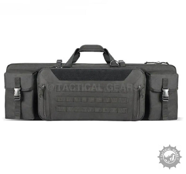 Black tactical rifle case with multiple external pockets and carry handles for M4 cover black