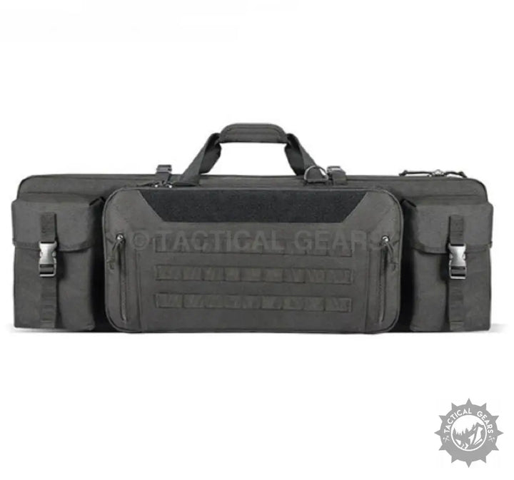 Black tactical rifle case with multiple external pockets and carry handles for M4 cover black