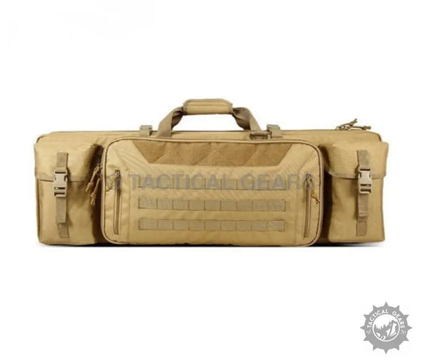 Tan Tactical Rifle Case with Multiple Compartments and MOLLE Webbing for M4 Cover Brown