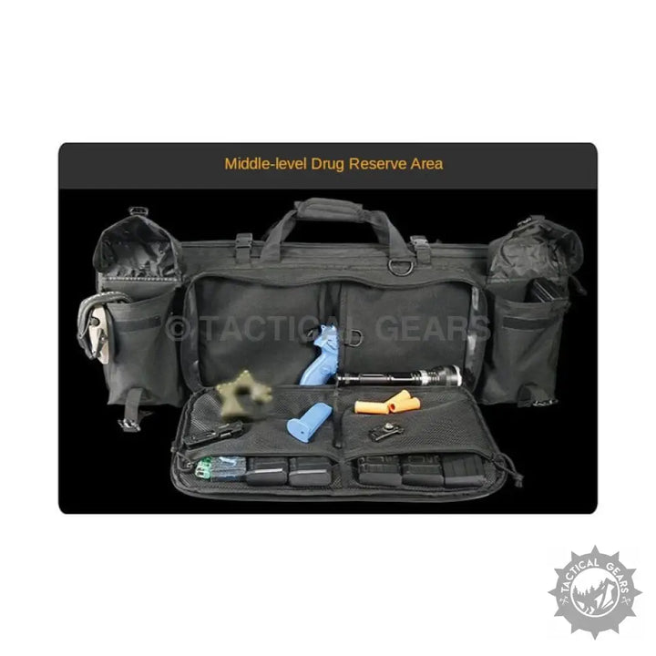 Black tactical rifle case with multiple compartments for gear, ideal for M4 cover brown