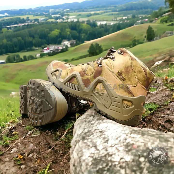 Camo print hiking boots with aggressive sole tread M6-Merlle Tactical Boots