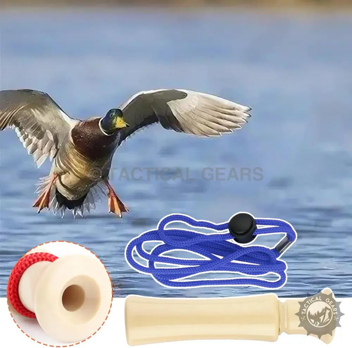 Wooden duck caller with blue lanyard for hunting Mallard Duck Caller product