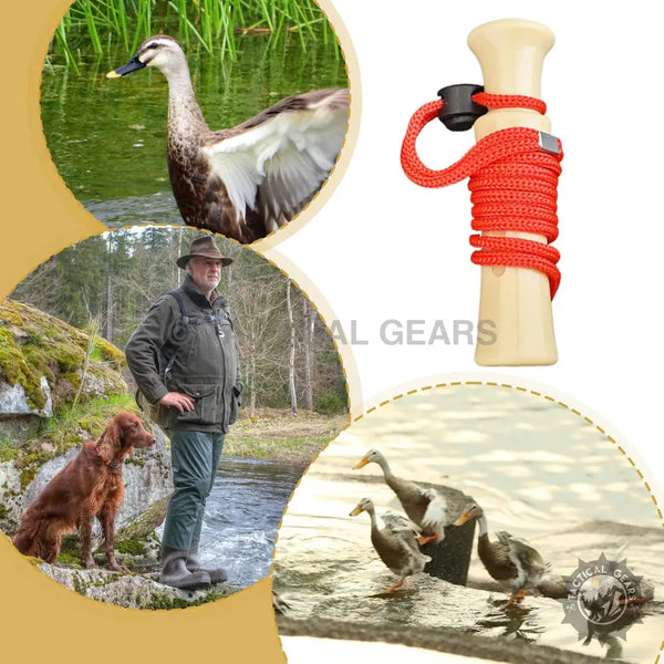 Beige duck caller with red paracord lanyard for hunting Mallard Duck Caller product