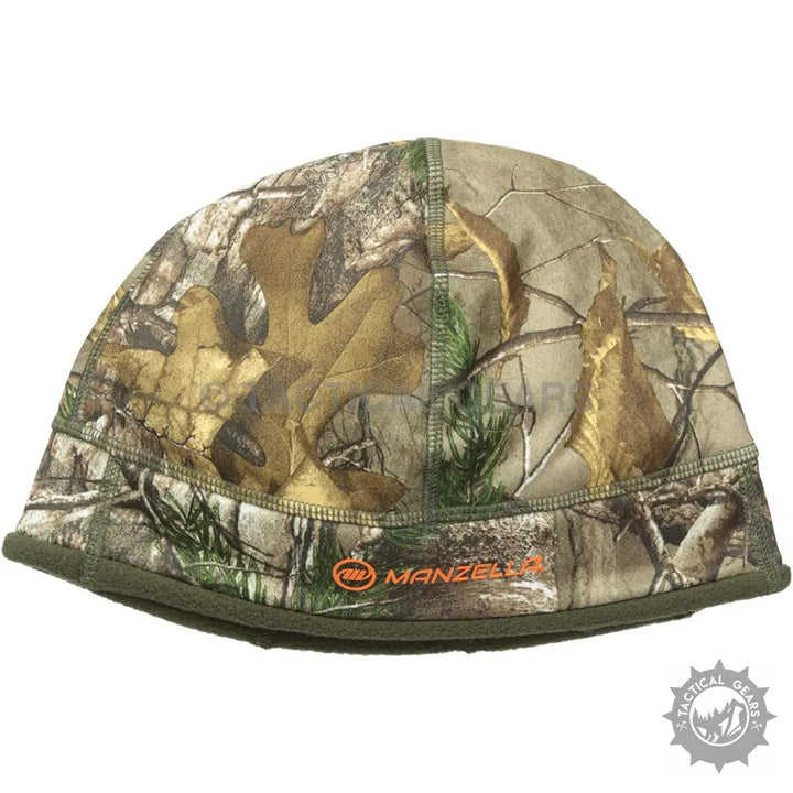 Camo fleece beanie hat with prominent leaf pattern, stylish camo beanie hat for a snug fit