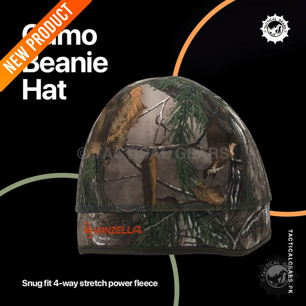 Camo Beanie Hat made from snug fit 4-way stretch Power Fleece for comfort and style