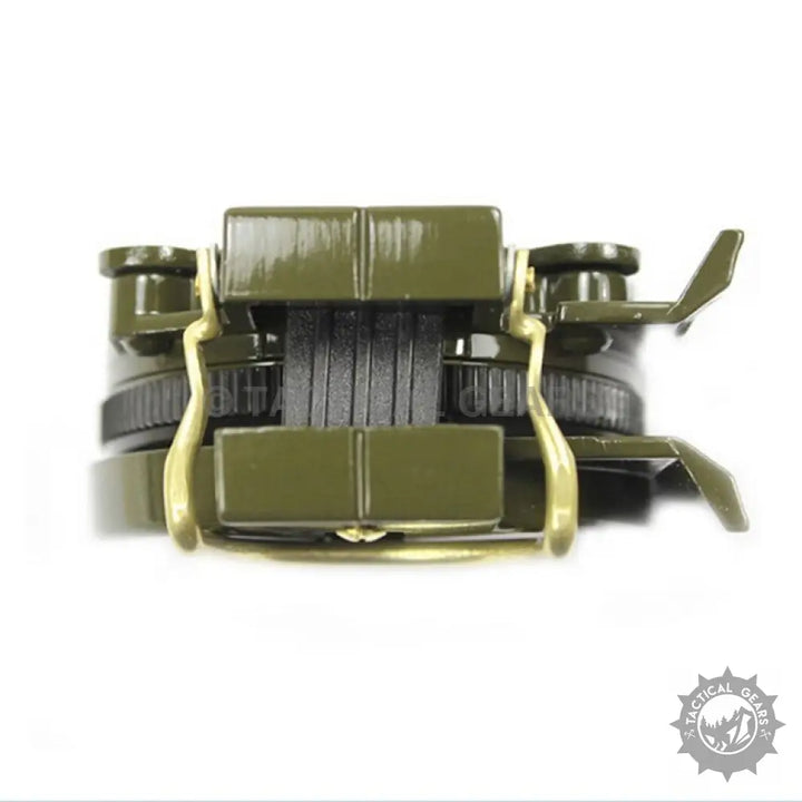 Closed olive green military-style lensatic compass with compass card and magnetic heading