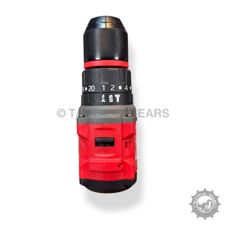 Red and black Milwaukee 28v rechargeable drill kit with adjustable torque settings