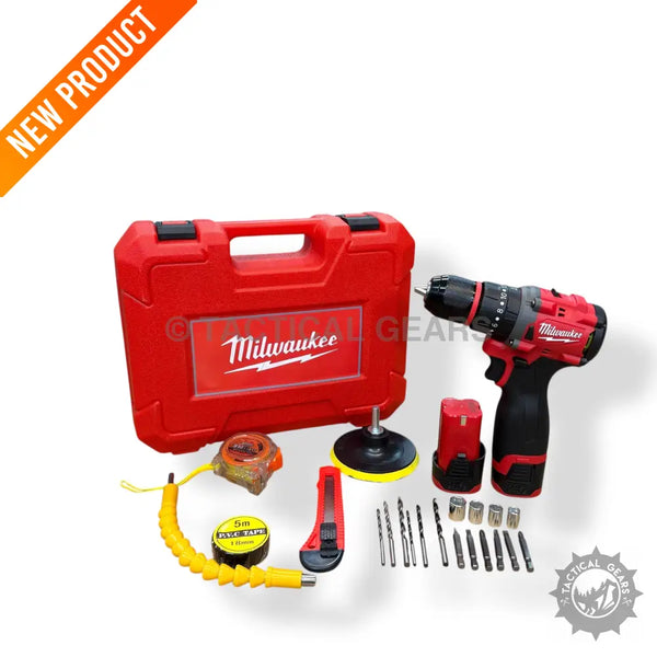 Milwaukee 28v rechargeable drill kit with accessories for versatile DIY projects