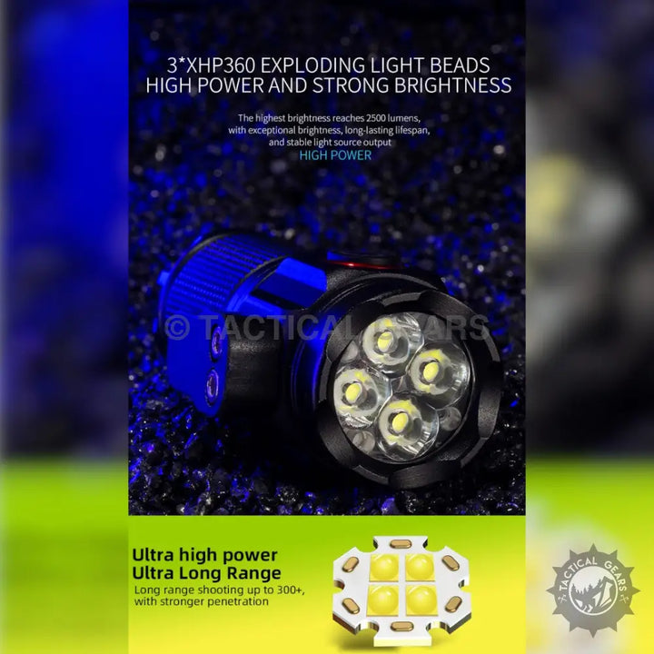 Mini Adventure Torch with safety belt cutter and powerful XHP360 LEDs providing 2500 lumens