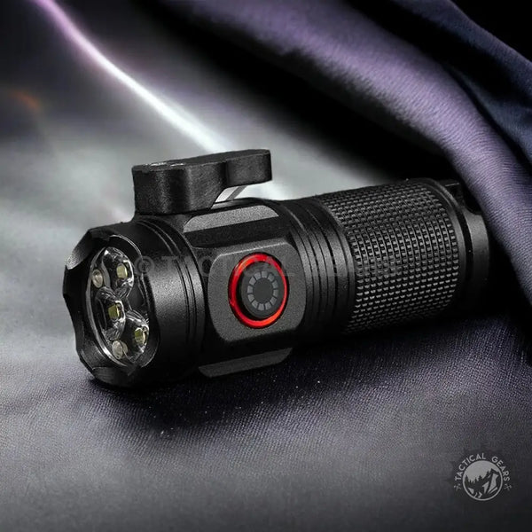 Mini Adventure Torch with safety belt cutter and black tactical flashlight with LEDs