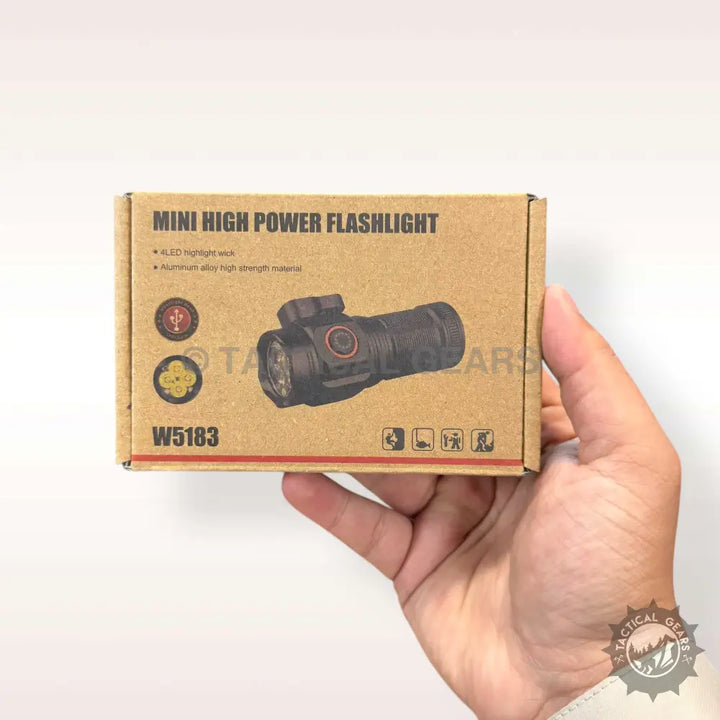 Brown cardboard box for Mini High Power Flashlight product packaging