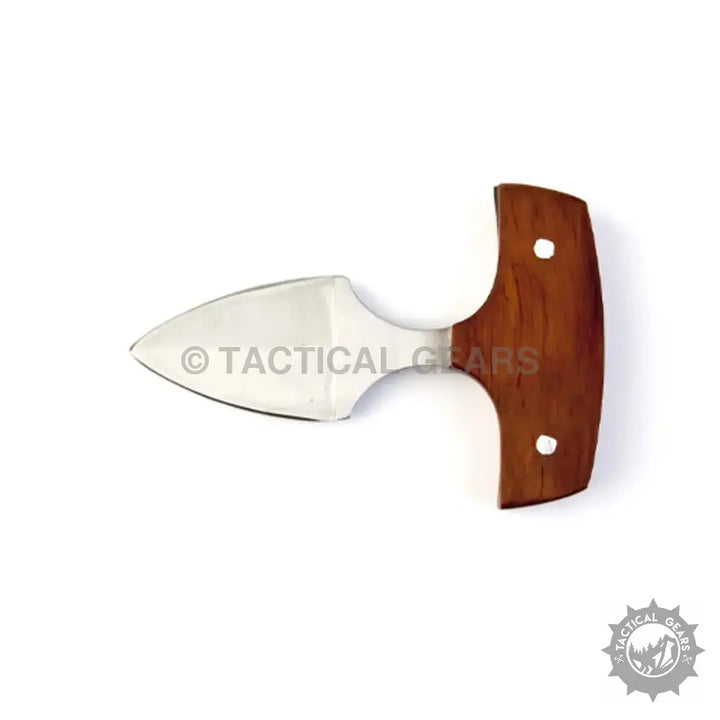 Mini push knife with wooden handle, compact push dagger for everyday carry