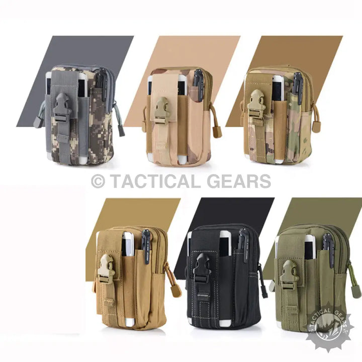 Waist tactical MOLLE pouch with phone holder, pen pocket, quick-release buckle