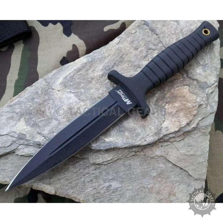MTech fixed blade boots dagger with black ribbed handle