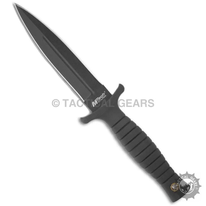 MTech fixed blade boots dagger with black textured handle and silver blade