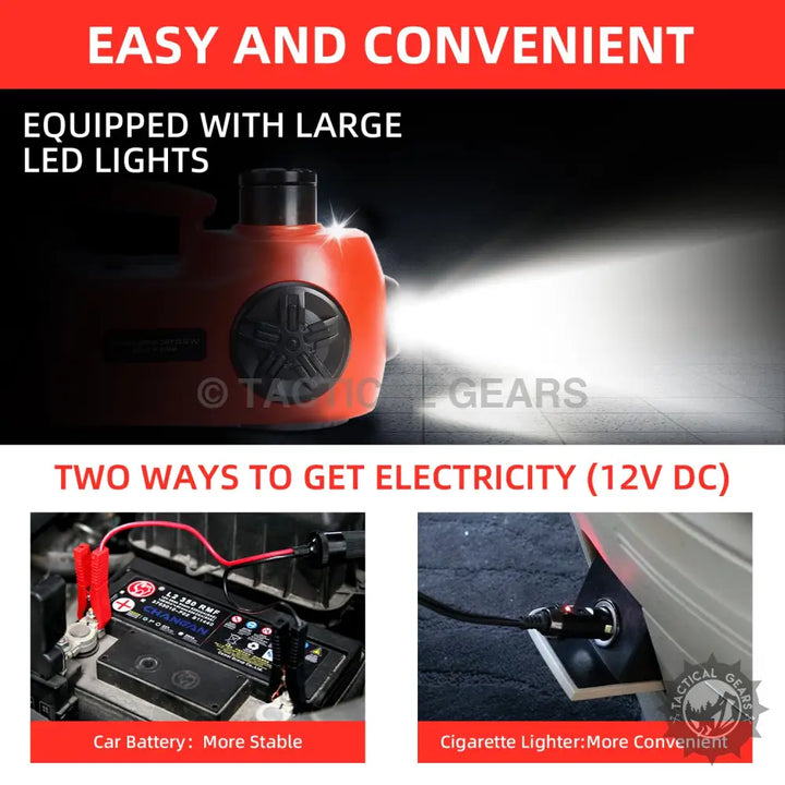 Multi-function Electric Car Jack Kit with built-in LED light and impact wrench compatibility
