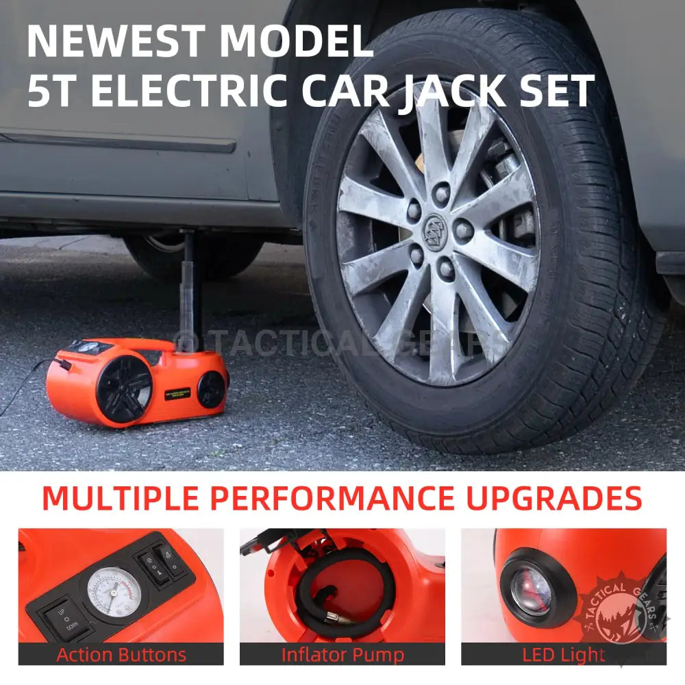 Car Wheel Inflation Kit Orange Electric Car Jack and Tire Inflator Kit – TacticalGears.pk