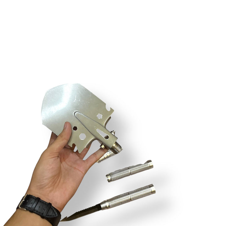 Multi Functional Tactical Shovel with detachable handle and knife, lot imported foldable multi-function tool