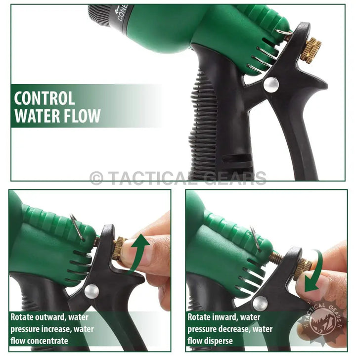 Adjustable green and black Garden Pressure Hose Spray Gun nozzle for versatile watering