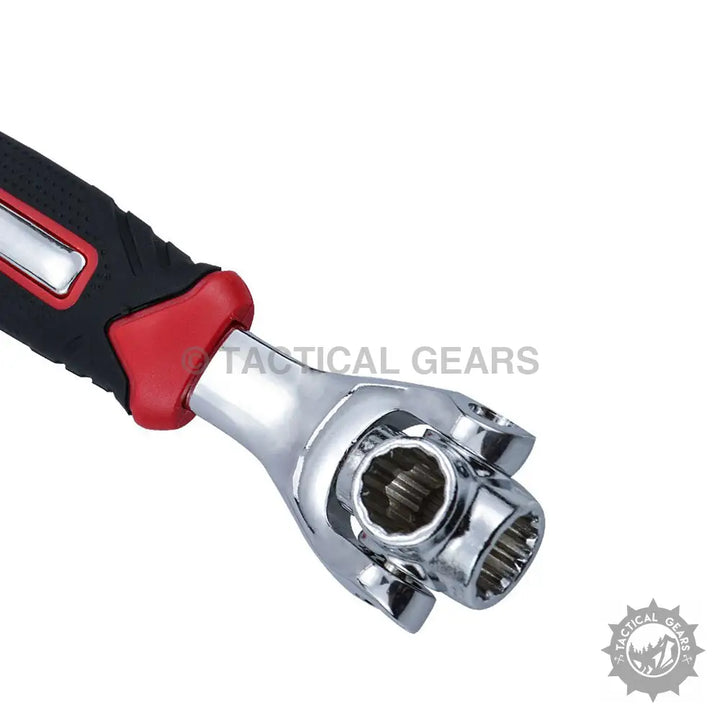 Multi-function ratcheting universal socket wrench with ergonomic handle for multi-size nuts