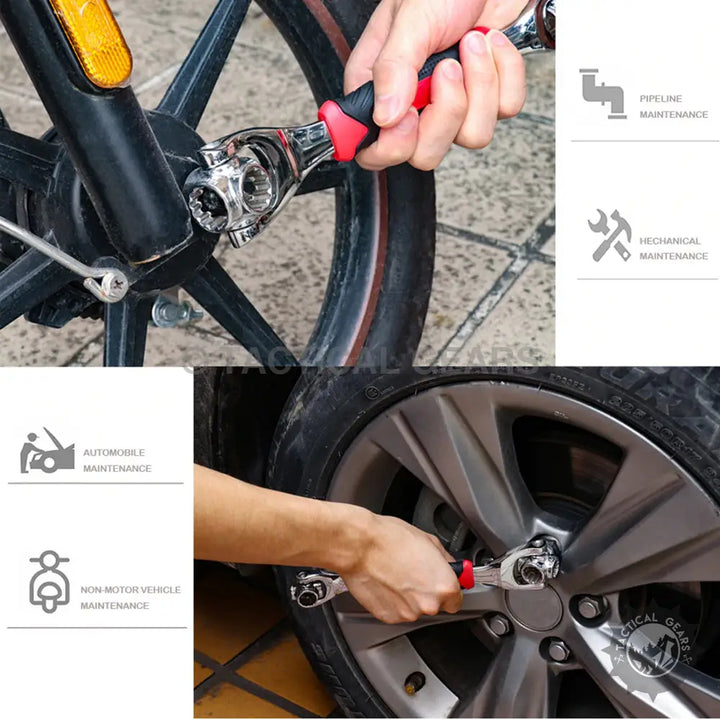 8 in 1 Universal Socket Wrench with rotating head for versatile multi-size nuts