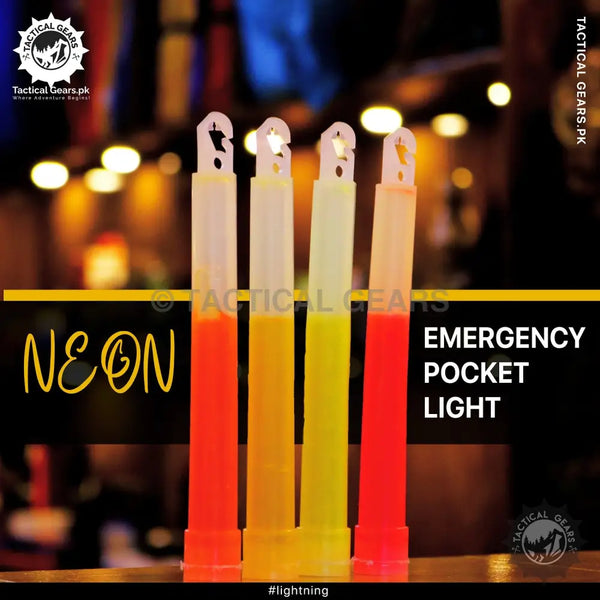 Brightly colored glow sticks with hook ends for Neon Emergency Light safety and visibility