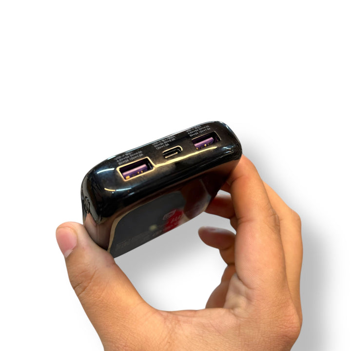Black Portable Power Bank with Multiple USB and USB-C Ports for Fast Charging Power