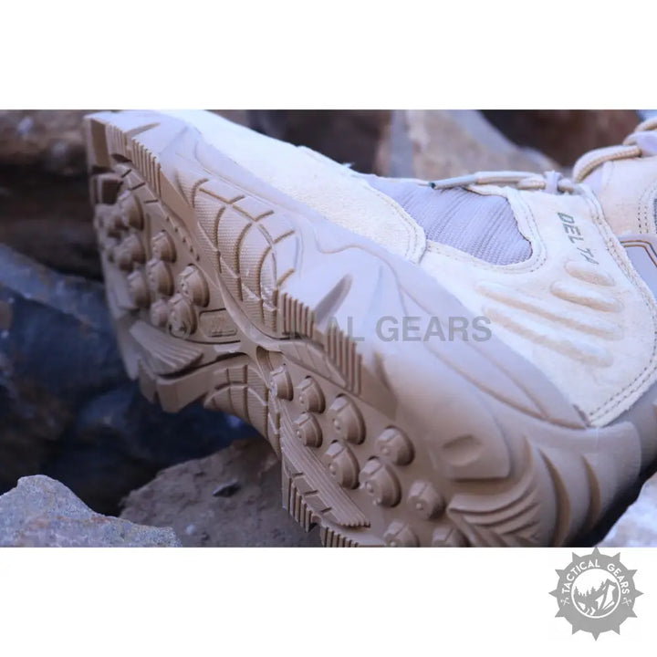 Tan Tactical Hiking Boot with Prominent Tread from Tactical Delta Military Shoes Original Quality