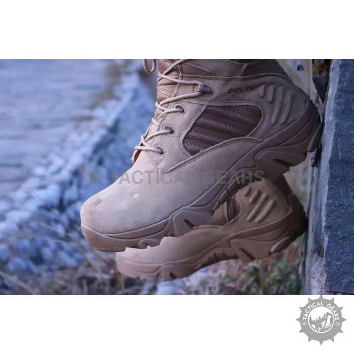 Tactical Delta Military Shoes original quality tan hiking boots with mesh panels and rugged soles